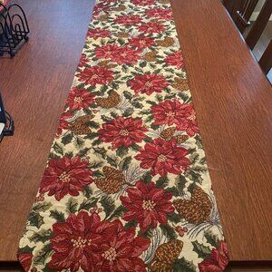 Holiday 72” Tapestry Poinsettia Table Runner